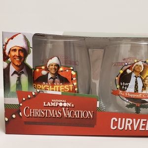 National Lampoon's Christmas Vacation Curved Table Glass 4-Pack Holds 21oz NEW